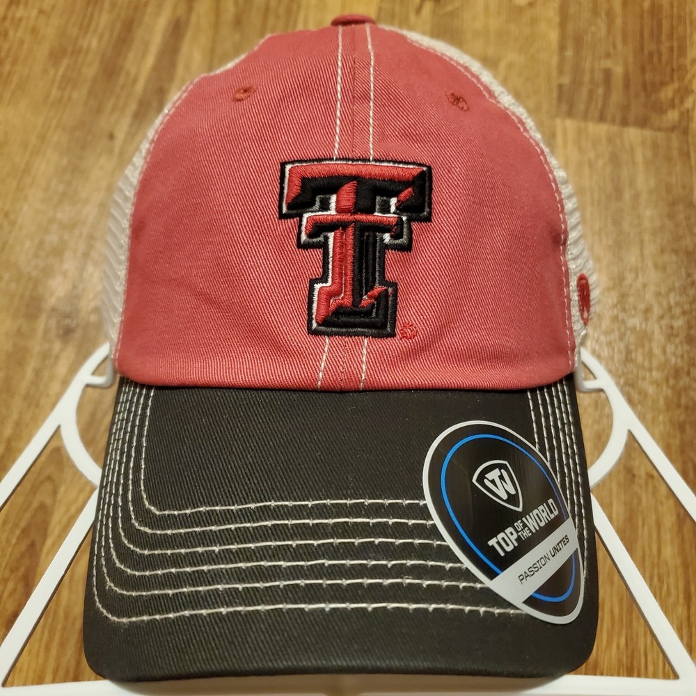Texas Tech Red‎ Raiders Hat Cap Snapback Red Adult Mesh Top of the World New